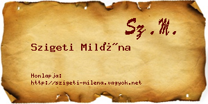 Szigeti Miléna névjegykártya